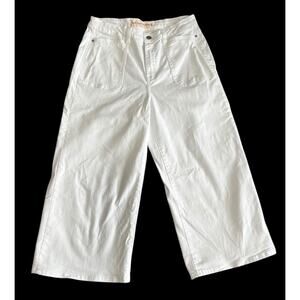 Soft Surroundings The Ultimate Wide Leg Crop White Jeans Size 10